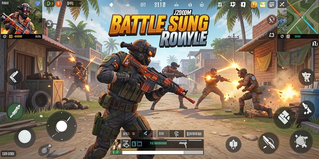 Tampilan seru gameplay Battle Royale di arena pertempuran J200M.